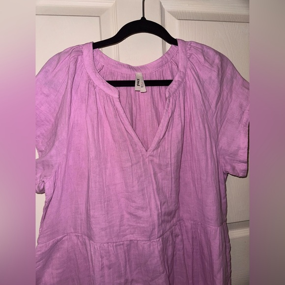 Pact Light Pink purple organic cotton tiered maxi dress summer spring L - Picture 5 of 11